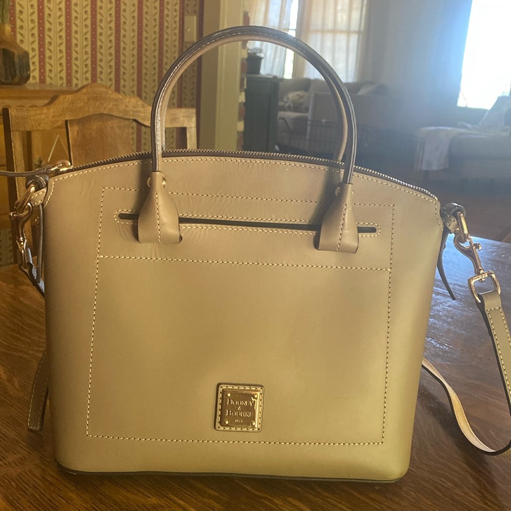 Dooney and Bourke Taupe Smooth Leather Tote Bag